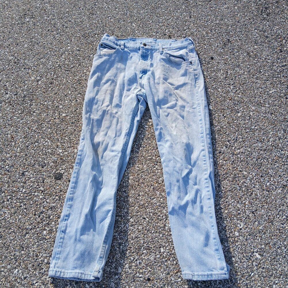 Wrangler Jeans Mens 34x30 Light Wash Blue Regular Fit Straight Denim Stretch